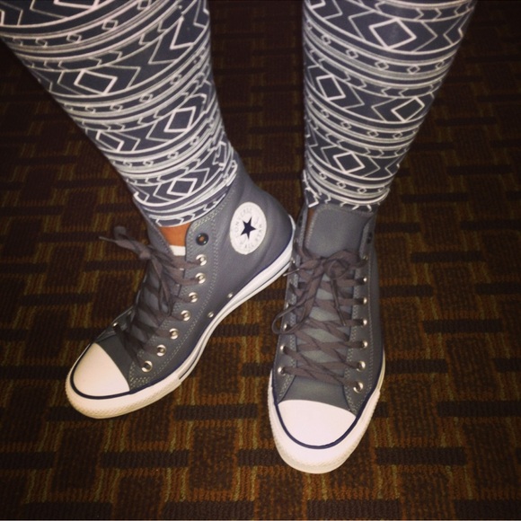 Converse Shoes - Leather Converse - Grey/Navy